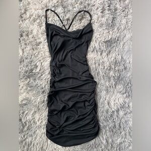 Elegant Black Ruched Dress